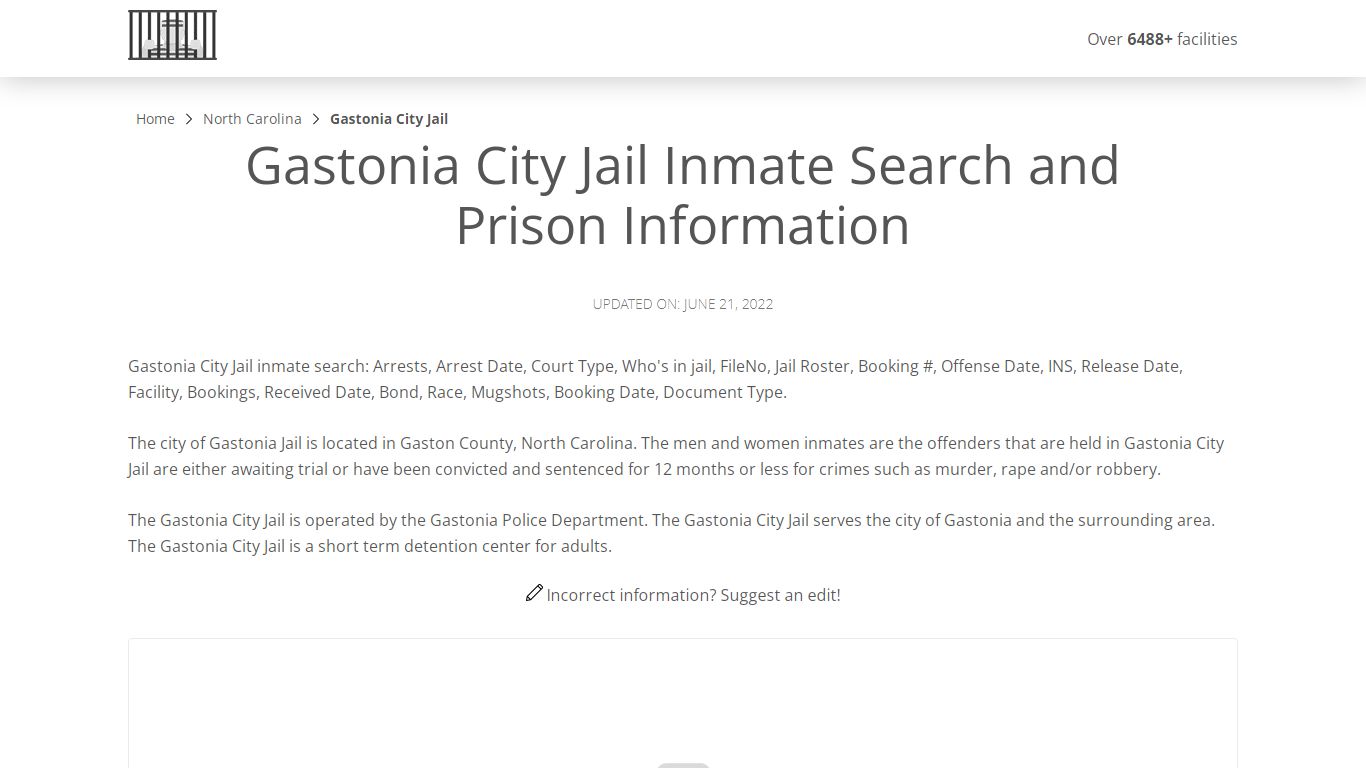 Gastonia City Jail Inmate Search, Visitation, Phone no ...